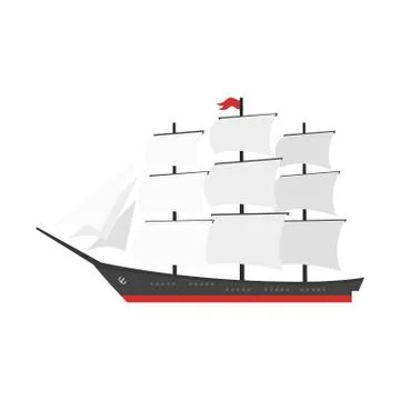 Vector cartoon style ship. Icon for web. Isolated on white background. Stock Illustration