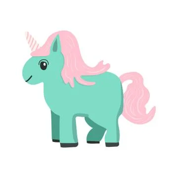 Vector cartoon style unicorn Stock Illustration