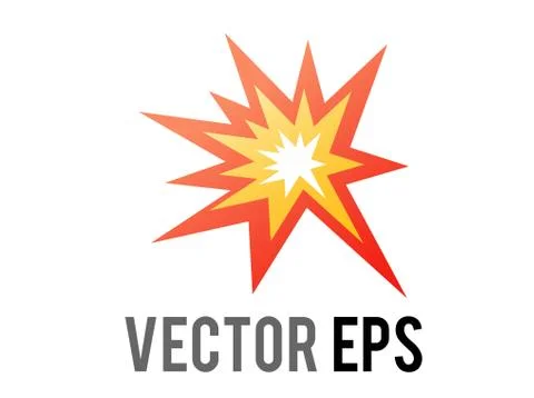 Vector cartoon-styled red, yellow fiery burst collision star icon Stock Illustration