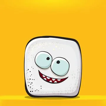 Vector Cartoon sugar cartoon characters isolated on orange background. funky Stock Illustration