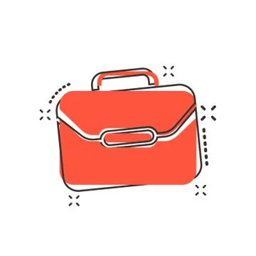 Vector cartoon suitcase icon in comic style. Luggage bag sign illustration pi Illustrazione stock