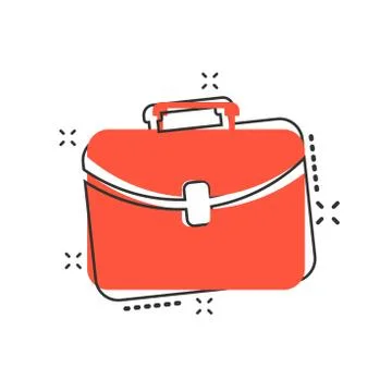 Vector cartoon suitcase icon in comic style. Luggage bag sign illustration pi Illustrazione stock