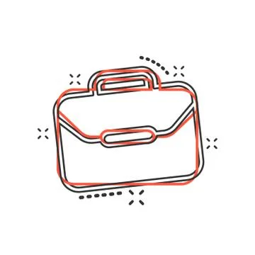 Vector cartoon suitcase icon in comic style. Luggage bag sign illustration pi Illustrazione stock