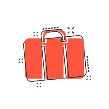 Vector cartoon suitcase icon in comic style. Luggage bag sign illustration pi Illustrazione stock