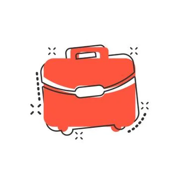 Vector cartoon suitcase icon in comic style. Luggage bag sign illustration pi Illustrazione stock