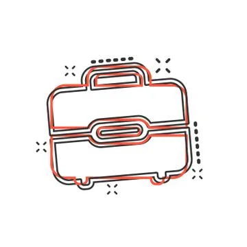Vector cartoon suitcase icon in comic style. Luggage bag sign illustration pi 스톡 일러스트