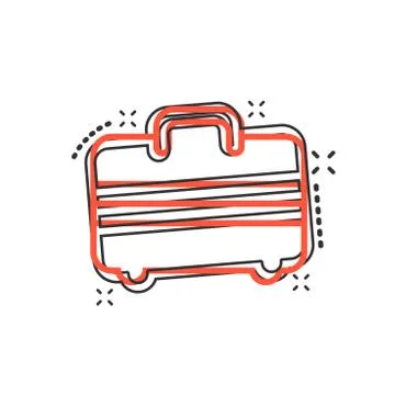 Vector cartoon suitcase icon in comic style. Luggage bag sign illustration pi Illustrazione stock