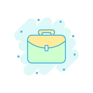 Vector cartoon suitcase icon in comic style. Luggage bag sign illustration pi Illustrazione stock