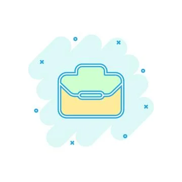 Vector cartoon suitcase icon in comic style. Luggage bag sign illustration pi Illustrazione stock
