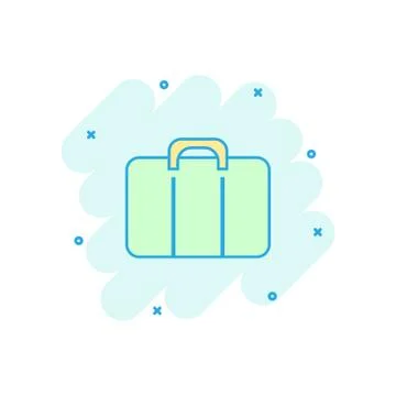 Vector cartoon suitcase icon in comic style. Luggage bag sign illustration pi Illustrazione stock