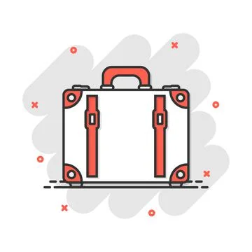 Vector cartoon suitcase icon in comic style. Case for tourism, journey, trip  Illustrazione stock