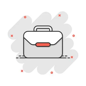 Vector cartoon suitcase icon in comic style. Luggage bag sign illustration pi Illustrazione stock