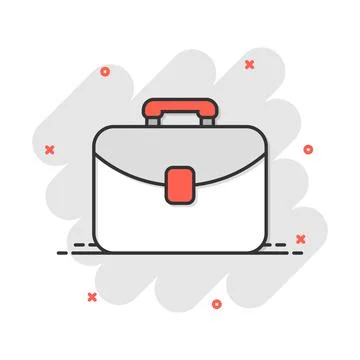 Vector cartoon suitcase icon in comic style. Luggage bag sign illustration pi 스톡 일러스트