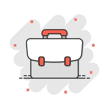 Vector cartoon suitcase icon in comic style. Luggage bag sign illustration pi Illustrazione stock