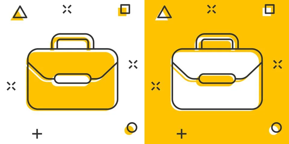 Vector cartoon suitcase icon in comic style. Luggage bag sign illustration pi Illustrazione stock