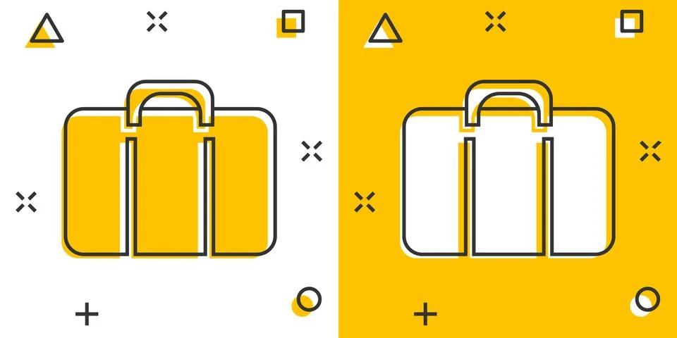 Vector cartoon suitcase icon in comic style. Luggage bag sign illustration pi Illustrazione stock