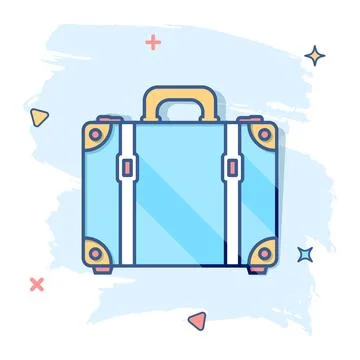 Vector cartoon suitcase icon in comic style. Case for tourism, journey, trip  Illustrazione stock