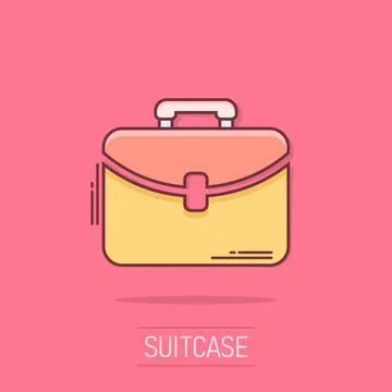 Vector cartoon suitcase icon in comic style. Luggage bag sign illustration .. Illustrazione stock