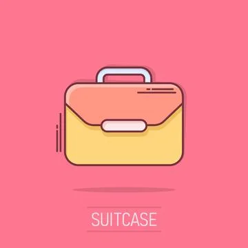 Vector cartoon suitcase icon in comic style. Luggage bag sign illustration .. Illustrazione stock
