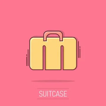 Vector cartoon suitcase icon in comic style. Luggage bag sign illustration .. Illustrazione stock