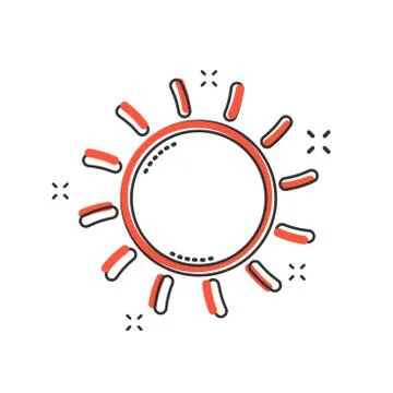Vector cartoon sun icon in comic style. Sun with ray sign illustration pictog Stock Illustration
