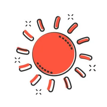 Vector cartoon sun icon in comic style. Sun with ray sign illustration pictog Stock Illustration