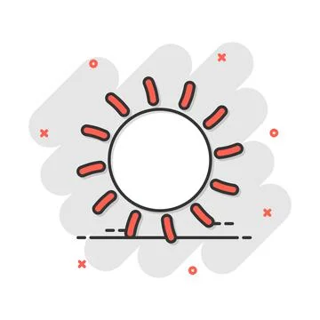 Vector cartoon sun icon in comic style. Sun with ray sign illustration pictog Stock Illustration