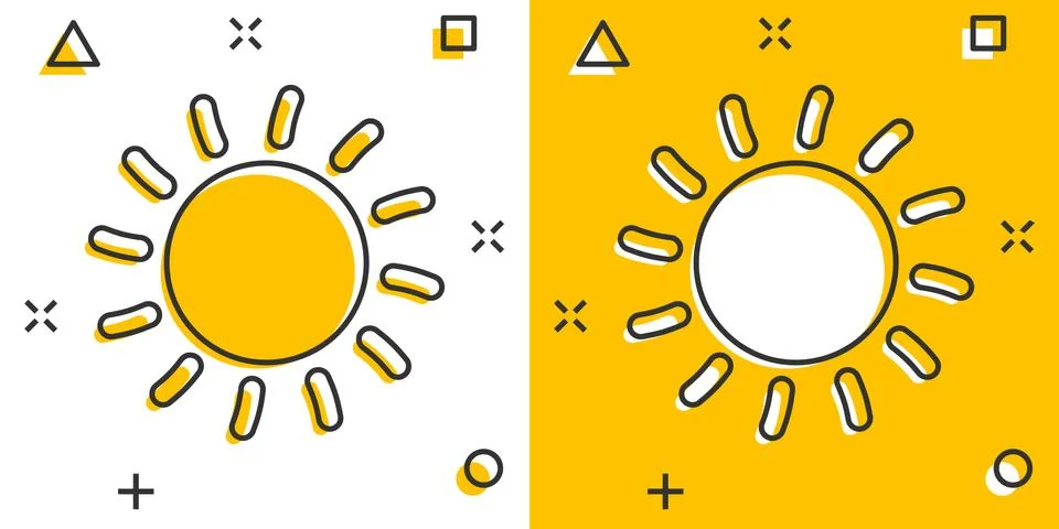 Vector cartoon sun icon in comic style. Sun with ray sign illustration pictog Stock Illustration