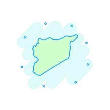 Vector cartoon Syria map icon in comic style. Syria sign illustration pictogr Stock Illustration