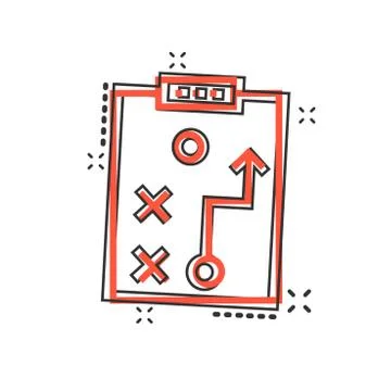 Vector cartoon tactical plan document icon in comic style. Strategy concept i Stock Illustration