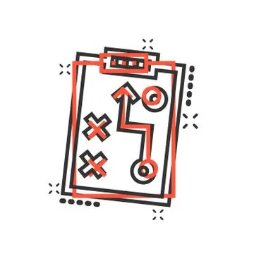 Vector cartoon tactical plan document icon in comic style. Strategy concept i Stock Illustration