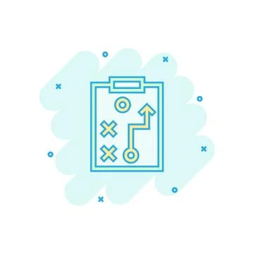 Vector cartoon tactical plan document icon in comic style. Strategy concept i Stock Illustration