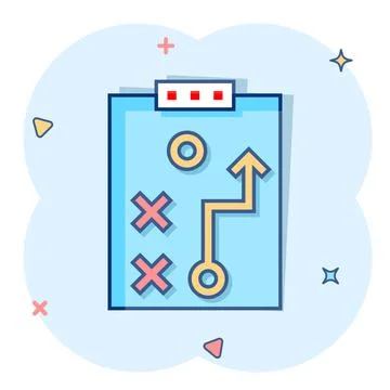 Vector cartoon tactical plan document icon in comic style. Strategy concept i Stock Illustration