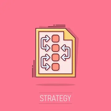 Vector cartoon tactical plan document icon in comic style. Strategy concept.. Stock Illustration