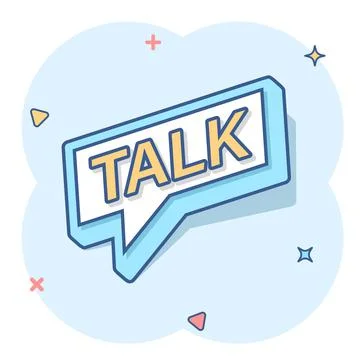 Vector cartoon talk icon in comic style. Speech bubble concept illustration p Illustrazione stock