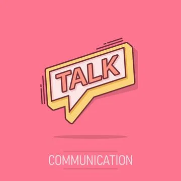 Vector cartoon talk icon in comic style. Speech bubble concept illustration.. Illustrazione stock