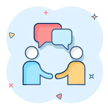 Vector cartoon talk people icon in comic style. Man with speech bubble concep Stock Illustration