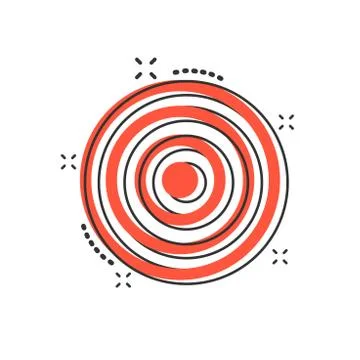 Vector cartoon target aim icon in comic style. Darts game sign illustration p Illustrazione stock