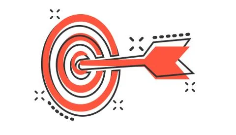 Vector cartoon target aim icon in comic style. Darts game sign illustration p Illustrazione stock