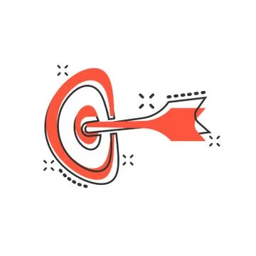 Vector cartoon target aim icon in comic style. Darts game sign illustration p Illustrazione stock