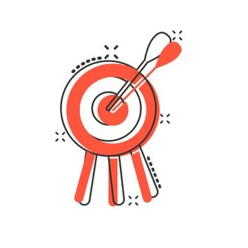 Vector cartoon target aim icon in comic style. Darts game sign illustration p Illustrazione stock