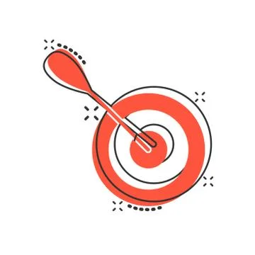 Vector cartoon target aim icon in comic style. Darts game sign illustration p Stock Illustration