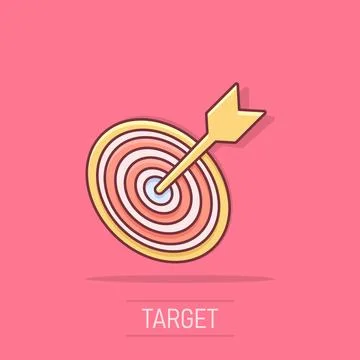 Vector cartoon target aim icon in comic style. Darts game sign illustration.. Stock Illustration
