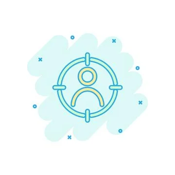 Vector cartoon target audience icon in comic style. Marketing target strategy Illustrazione stock