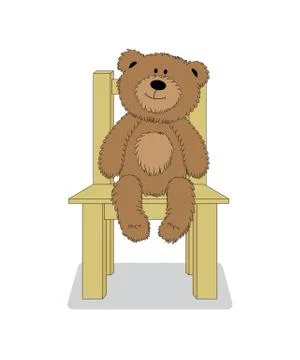 Vector cartoon teddy bear sitting on the chair Stock Illustration