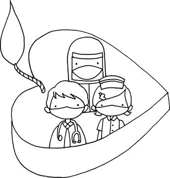 Vector cartoon Thanks to the frontline staff during the new crown pneumonia Stock Illustration