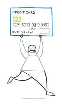 Vector cartoon thief hacker man with face masked running and carrying credit  Stock Illustration