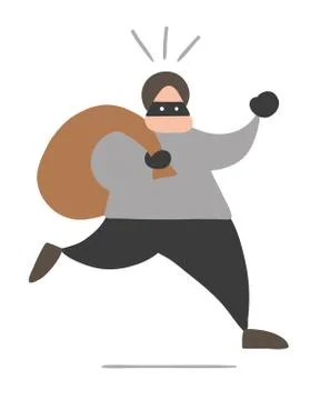 Vector cartoon thief man with face masked Stock Illustration