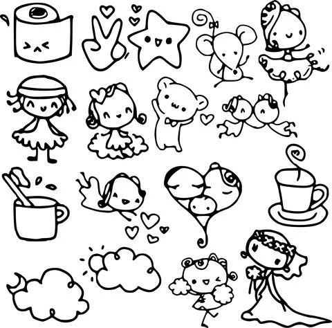 Vector cartoon things sticker set Stock Illustration