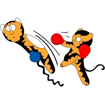 Vector cartoon tiger cub cute young martial arts Stock Illustration